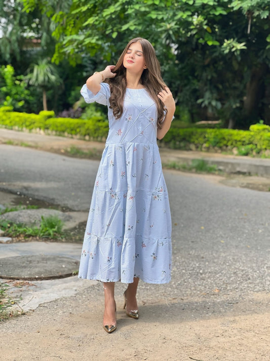 Ladies Long Maxi, Ladies Long Frock, Ladies Long Flayerr Frock, Thick Cotton Fabric