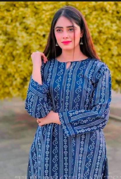 CHUNRI PRINTED 2 PIECE SUIT FOR LADIES, LINEN STUFF