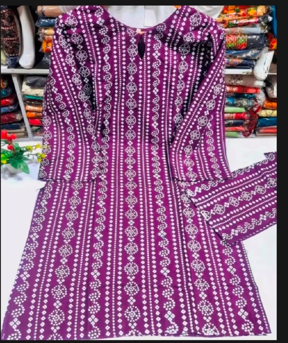 CHUNRI PRINTED 2 PIECE SUIT FOR LADIES, LINEN STUFF